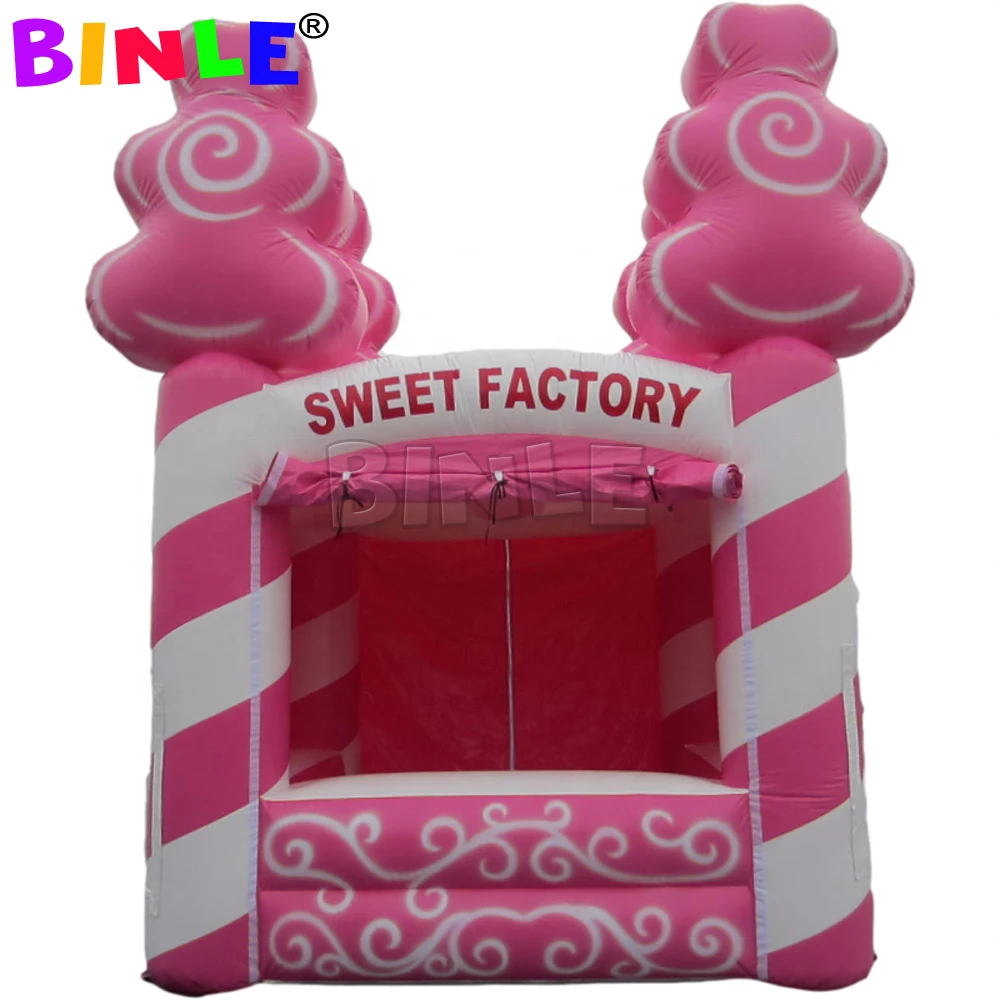 Portable Cotton Inflatable Candy Floss Booth For Outdoor Event Pink Food Selling Kiosk Stand Tent