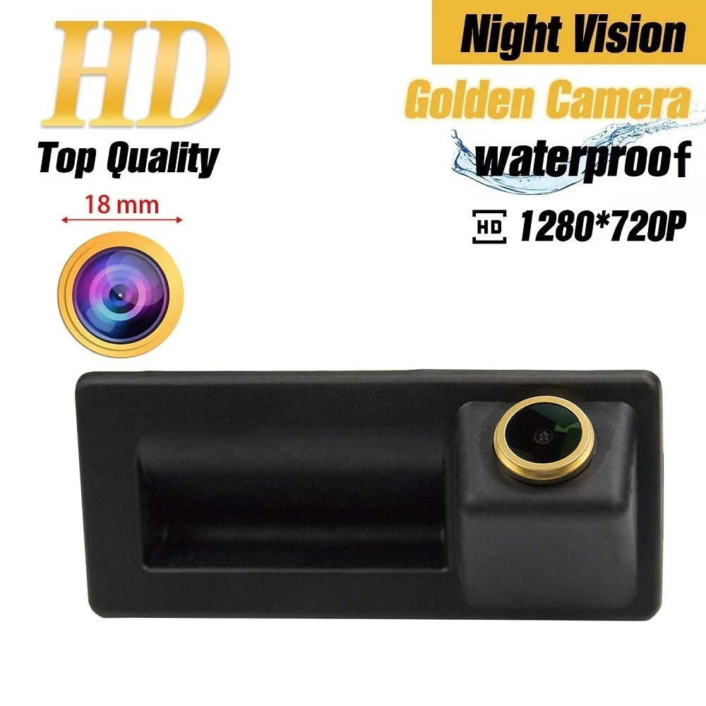 HD 1280x720p Camera for Audi A4 B8 A5 A6 Q3 Q5 2010-2015, Misayaee Rear View Camera Backup Night Vision Golden Waterproof Camera