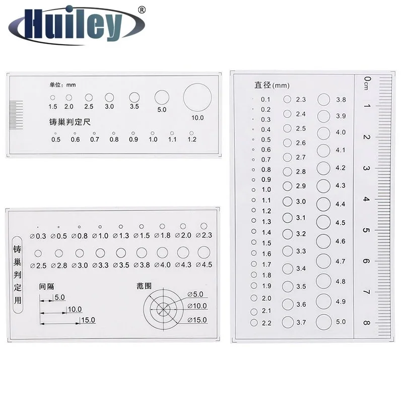 Casting Quality Inspection Ruler Surface Pore Test Card Calibration Ruler Point Gauge Inner Diameter Microscope Micrometer