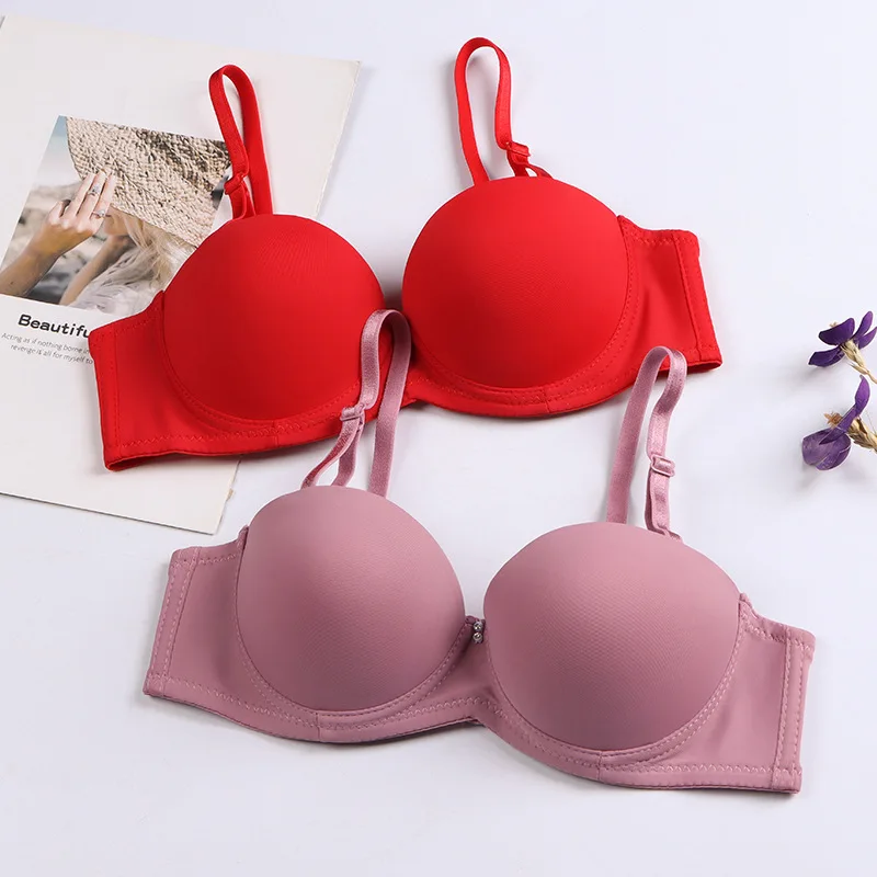 New Women\'s Cotton Bra Fashion Push Up Comfort Underwear Sexy Solid Color Half Cup Brassiere Small Chest Female Sexy Lingerie