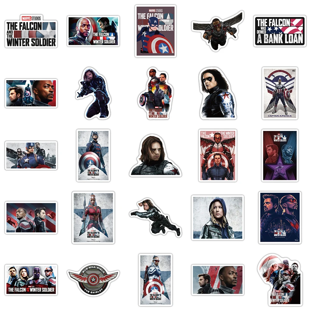 10/30/50pcs Disney The Falcon and the Winter Soldier Stickers for Laptop Phone Case Travel Case Classic KidsCool Decals Sticker