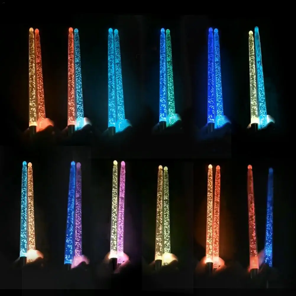 5A Drumstick Acrylic Luminous Drum Stick LED Light Up Drumsticks for Stage Performance