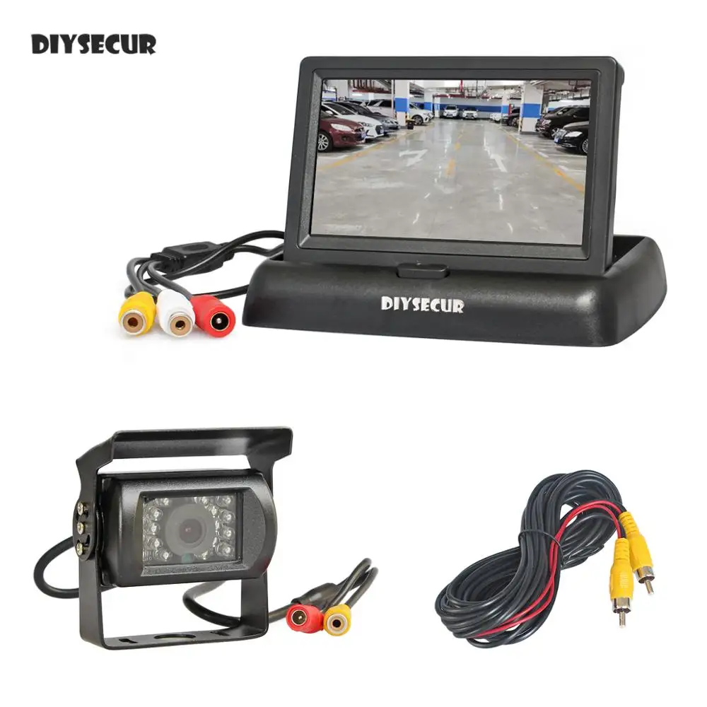 

DIYSECUR Wireless 4.3inch Foldable Rear View Monitor Car Monitor Waterproof CCD Reverse Backup IR Night Vision Bus Truck Camera