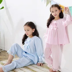 2024 Spring /autumn Children's Sets Girls Pajamas Set Long Sleeve 100% Cotton Princess Suit Baby Clothing For 3y-10y