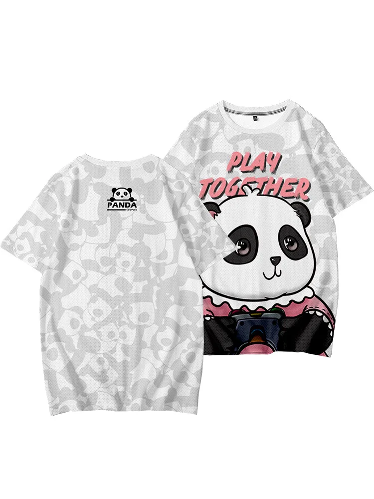 New Men's Fashion Brand Couples Red Panda Crewneck Printed Loose Short Sleeve Jacket Five Sleeve T-shirt Butterfly Cloth