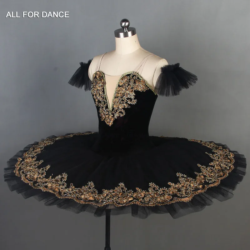 BLL089 Black Velvet Bodice with Gold Trim Pre-professional Ballet Tutu for Girls&Women Ballerina Ballet Performance Dancewear