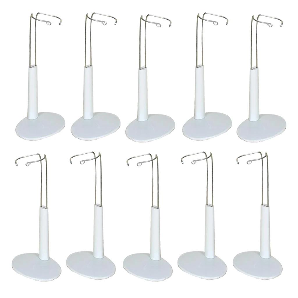 

10 White Adjustable Doll Stands Bear Display Bracket 14-20cm for Teddy