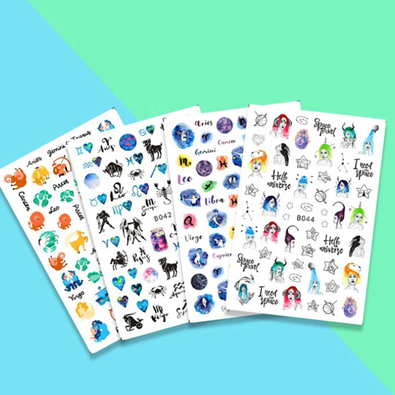 12pc Water Sticker For Nail Art All Decorations Sliders Constellation Horoscope Adhesive Nails Design Decals Manicure Accessoire