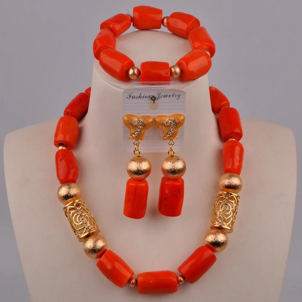 

Latest Red/White/Orange Nigeria Coral Beads Jewelry Set Nigerian African Wedding Bridal Jewelry Sets 21-E3