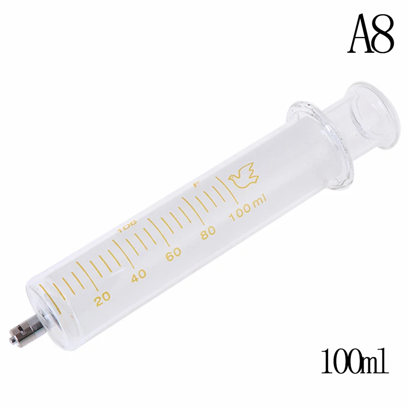 1ml 2ml 5ml 10ml 20ml 30ml 50ml 100ml Glass Syringe Luer Lock Head Reusable Glass Injector Syringe