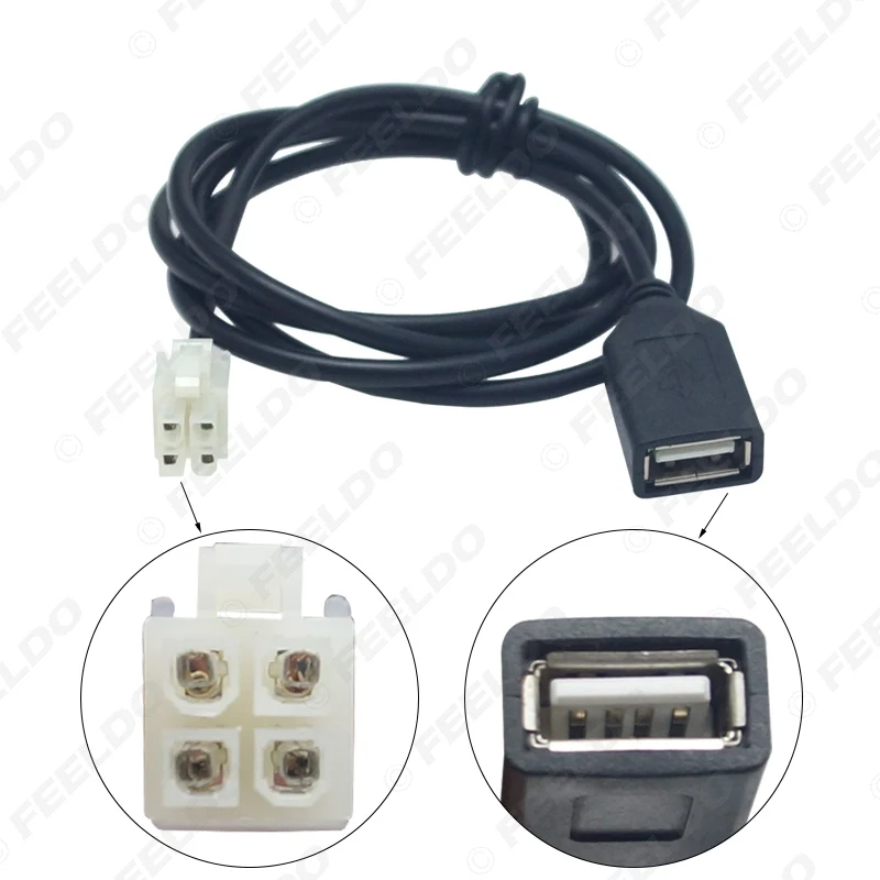 FEELDO سيارة CD/DVD راديو ستيريو 2.0 USB إلى 4Pin المقبس كابل لشيري QQ/تيجو لشروليه أفيو/لوفا USB سلك محول #2