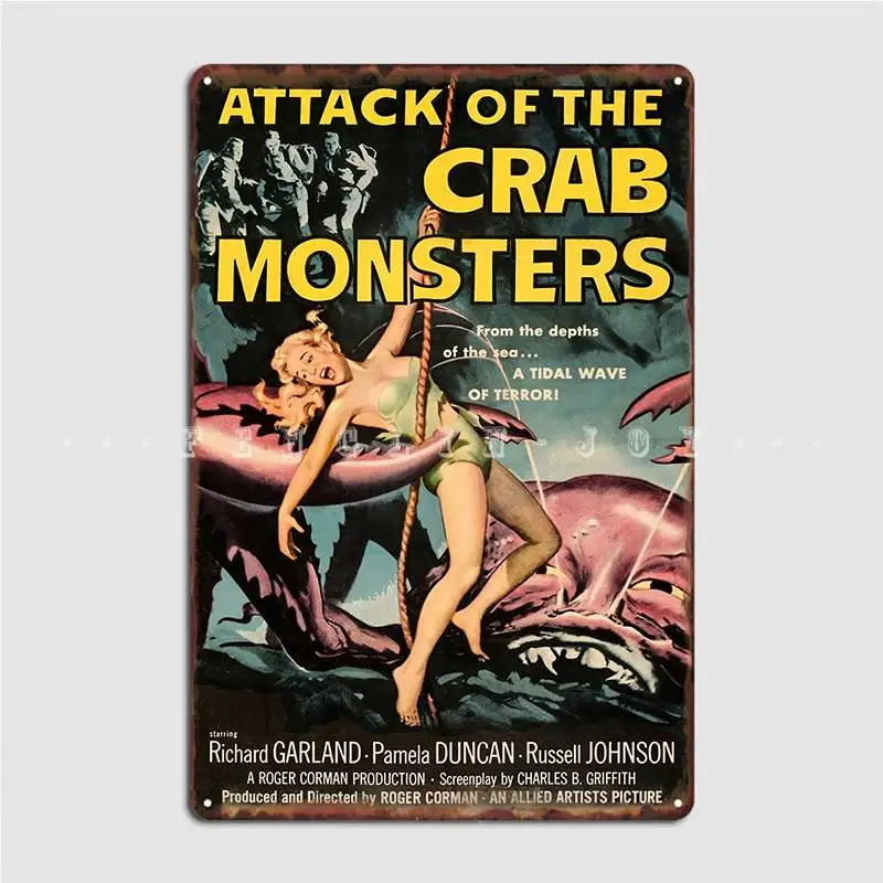 1957 Attack Of The Crab Monsters Movie Poster Metal Sign Wall Pub Poster Club Bar Custom Tin Sign Posters