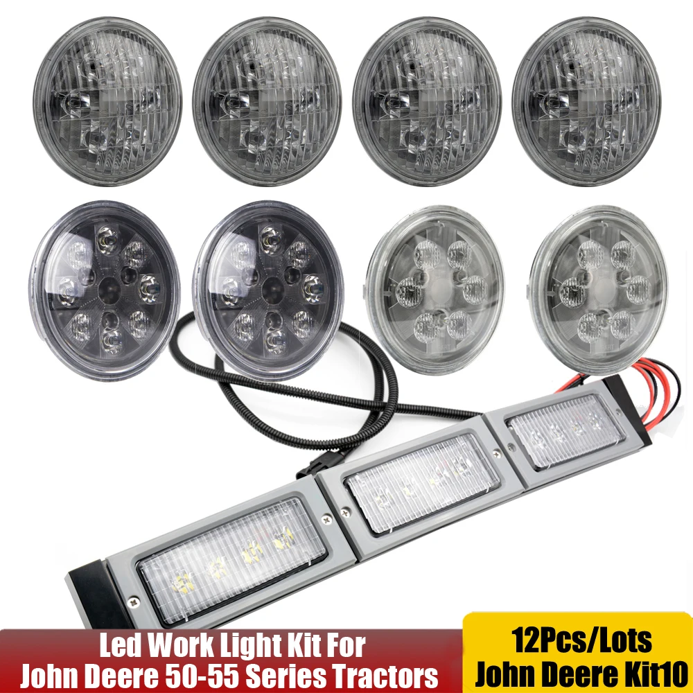 New LED Conversion Work Light Kit 12V/24V For John Deere Tractor 4050 4250 4450+