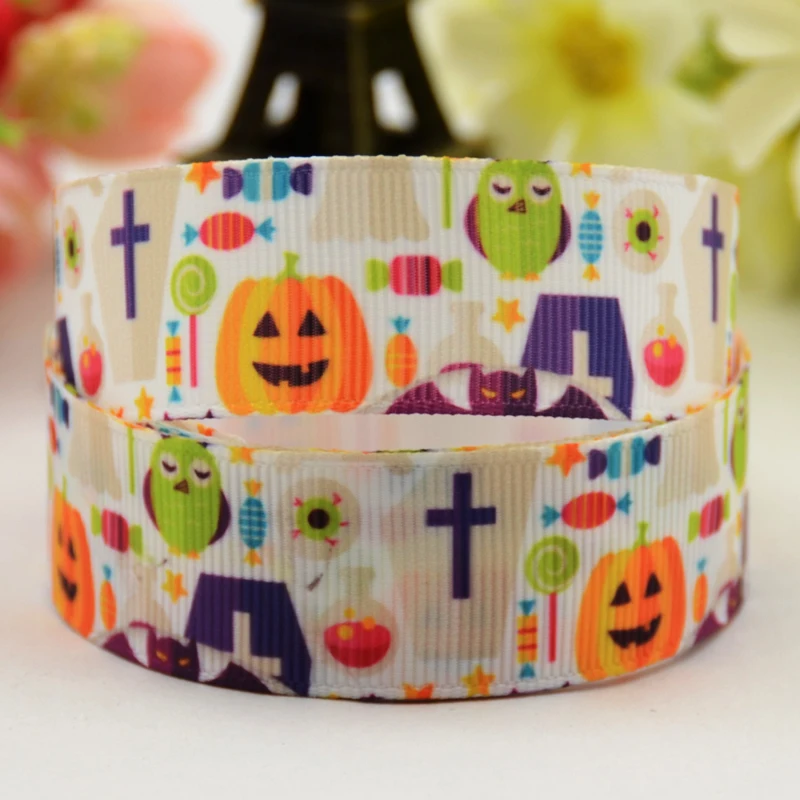 22mm 25mm 38mm 75mm Ruban Halloween haunted pumpkin Cartoon Character printed Grosgrain Ribbon party decoration 10 Yards Mul118