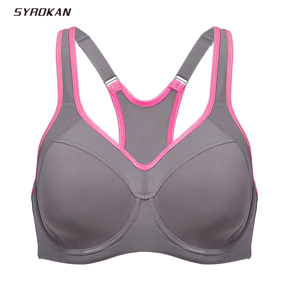 

SYROKAN Sports Bra Women Push Up Full Support High Impact Racerback Lightly Lined Underwire 2024 New Undrwear Bras Shockproof