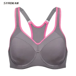 SYROKAN กีฬา Bra ผู้หญิงสังเคราะห์สนับสนุน High Impact Racerback เรียงราย Underwire 2022ใหม่ Undrwear Bras กันกระแทก