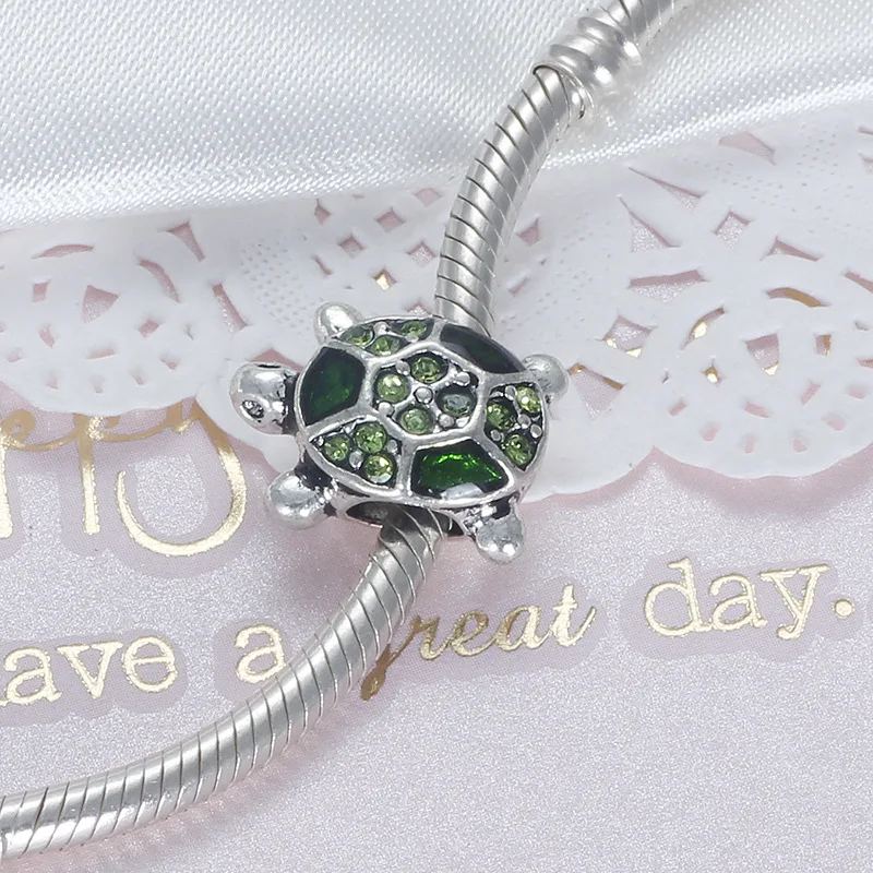 New Green Turtle Pendant DIY Beads Charm Bracelet Ladies Jewelry Making Gifts