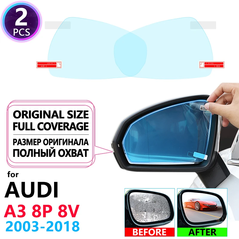 Full Cover Anti Fog Film Rearview Mirror for Audi A3 8P 8V 2003~2018 Accessories S-Line S3 Anti-fog Rainproof Films Clear Foil