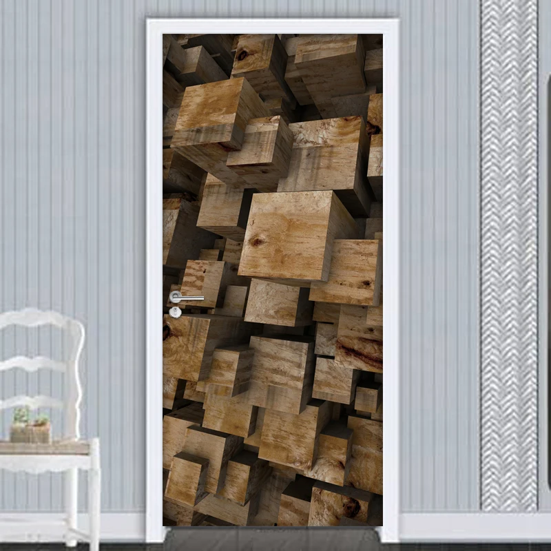 

Самоклеящиеся 3D-обои под дерево для декора дверей: водонепроницаемые, для гостиной и кухни