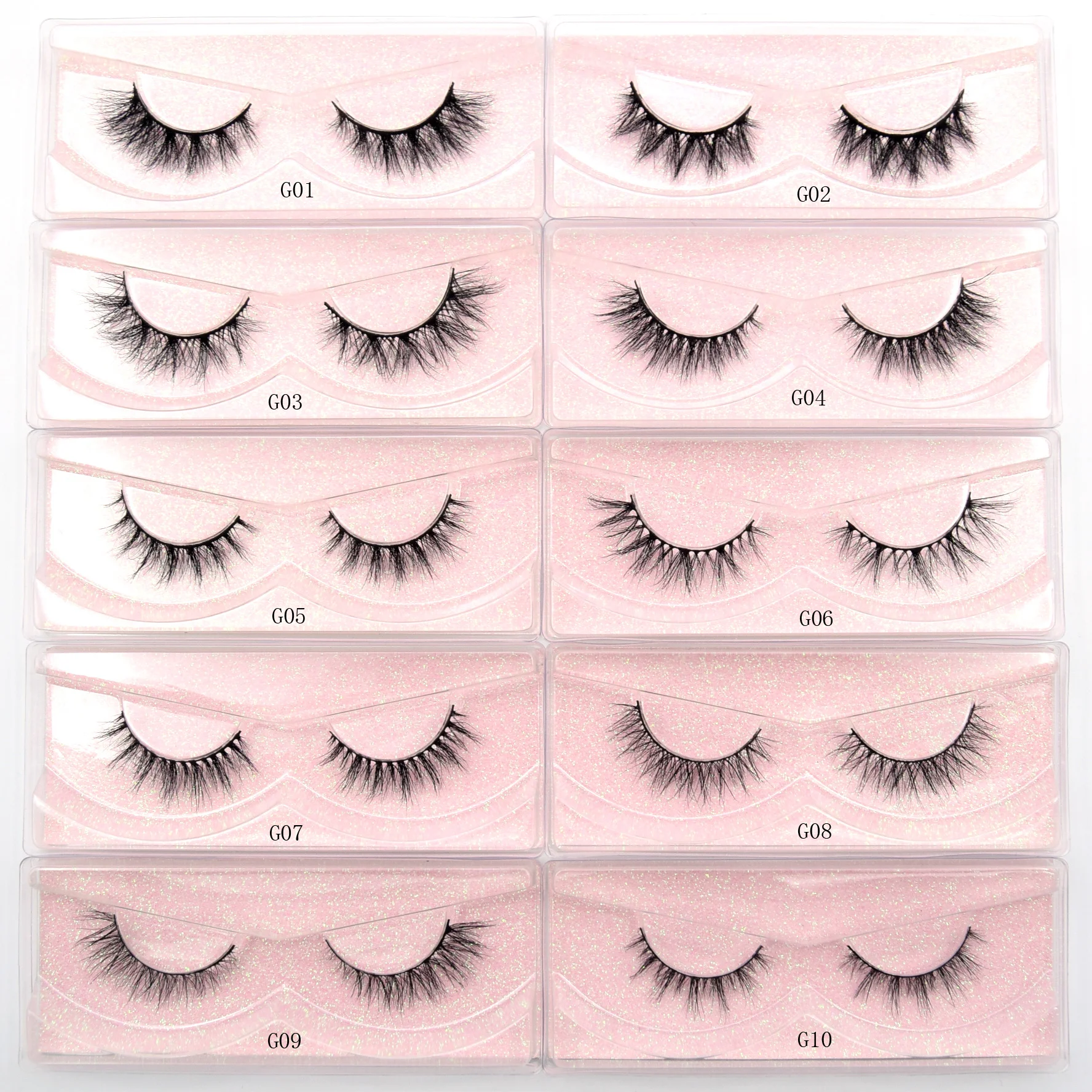 Faux-cils en vison 3D sans vison, longs, naturels, 10 paires, 8-14mm, maquillage, en vrac, vente en gros