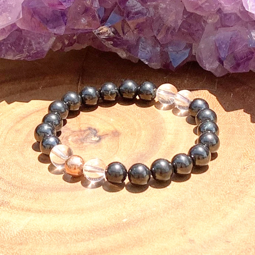 Wholesale Chakra Healing Bracelet Grounding EMF Protection Bracelet Absorb Negative Energy Quartz Black Onyx Jewelry