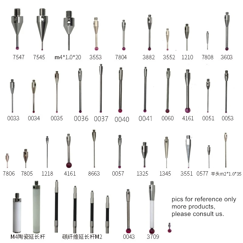 3-Dimensional Probe Gem Diameter of Test Head 0.5/1.0/1.5/2.0/3.0/4.0/6.0mm Tungsten Steel Alloy Probe Gauge Thread Dia M2/3/4