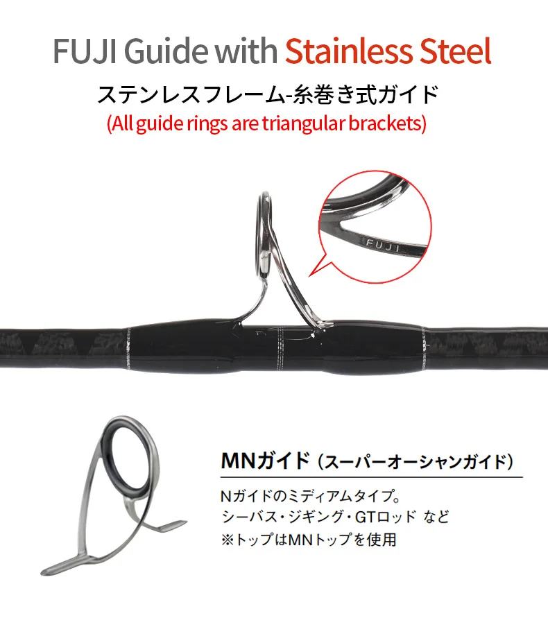 MADMOUSE Kuroshio FUJI Teile Carbon-Faser Spinnrute Popping-Rute mit 2,64m 2,4m PE 3-10 80H/88XH Meeresrute für GT-Angeln – Detail 5