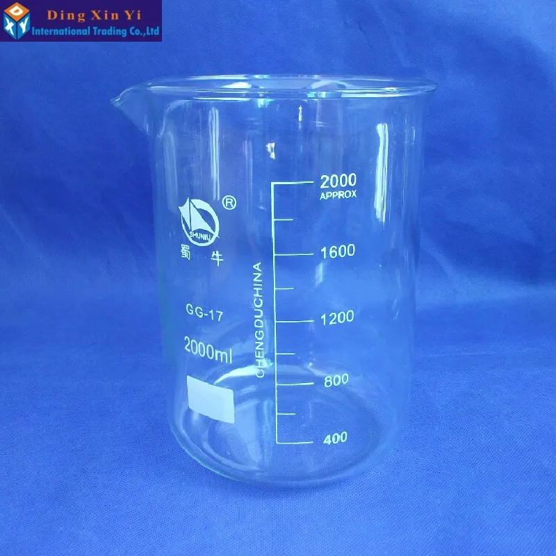 SHUNIU Low Form Beaker Chemistry Laboratory Borosilicate Glass Transparent Beaker 50/100/150/200/250/500/1000/2000/3000ml