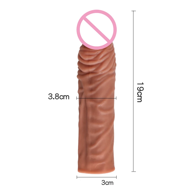 19cm Penis Extend Sleeve Reusable Condom Penis Enlargement Cock Lock Sperm Sleeve Delay Ejaculation Sex Toys For Men Product