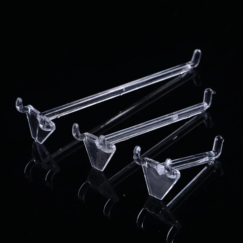 200pcs Plastic Slot Hole Board Display Hanger Hooks Storage Shelf Mesh Backboard Accessories Hanging Double Feet Clear