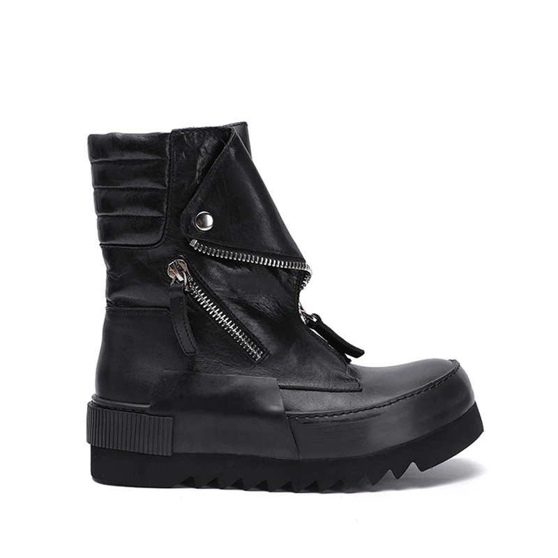 Vintage Height Increasing New Mens Solid Ankle Boots Korean Style Concise Black Fashion Casual Outdoor Male Boots Winter