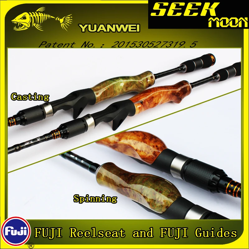 Imagem -02 - Yuanwei-madeira Isca Vara de Pesca Fundição Rod Guia Fuji Vara de Pesca de Carbono Mão Spinning Rod Fuji ml m mh 198 m 21 m 24 m 2sec