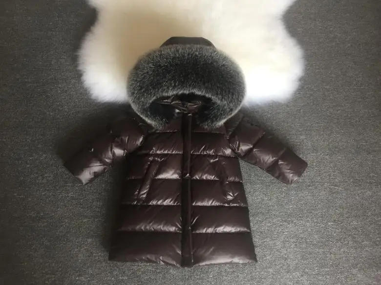 NEW Fashion Girls Winter Coats for Boys Child Down Jackets Outerwear Waterproof Medium-long Thick Real Fur Hooded 1-14Y