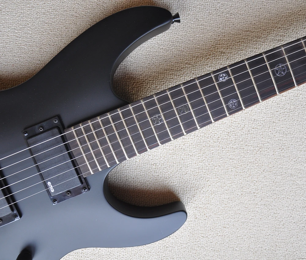 6 Strings Matte Black Unusual Shaped Electric Guitar with 24 Frets,Rosewood Fretboard