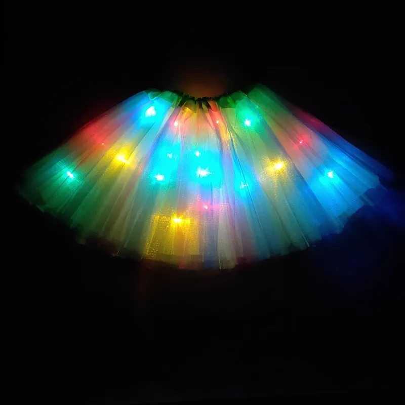 2024 new year Gradation Light LED Kids Coloured lights Tutu Skirt Princess Party Tutus Tulle  Child Ballet Dance skirt