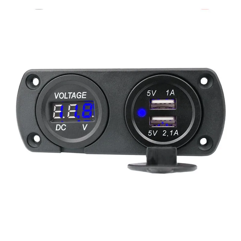 12V to 24V Universal 2 In 1 Dual USB 3.1A Charger Power Adapter Outlet Car With Digital Voltmeter LED refit