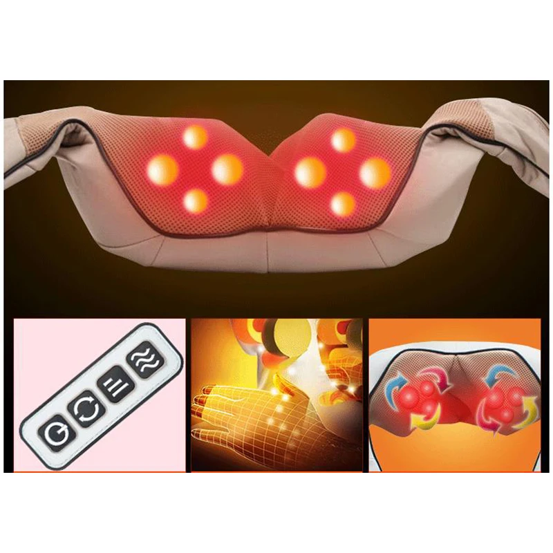 Electric neck rest massager, suitable for back pain, neck physiotherapy red massage massager, body health care relax, hot compre