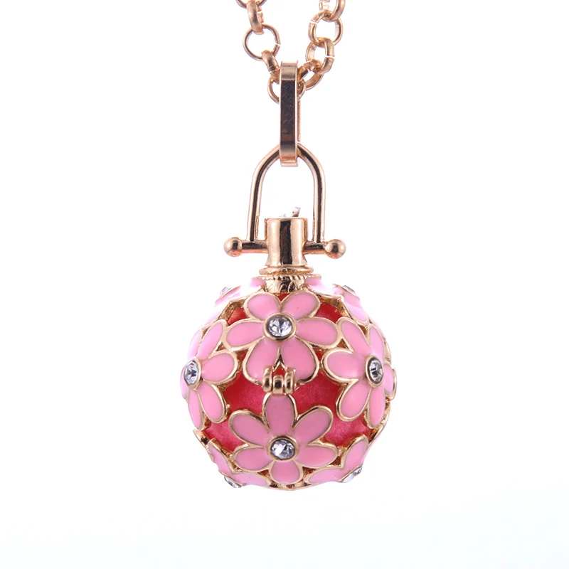 New Flower Vintage Aromatherapy lockets Perfume aromatherapy essential oil diffuser necklace Bell ball pregnant woman necklace