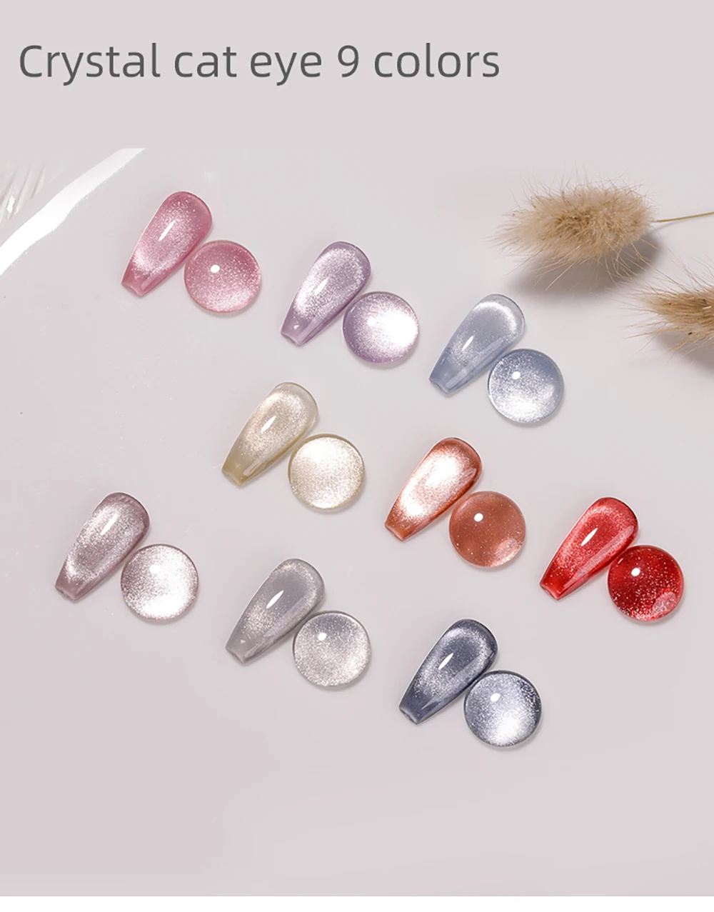 Vendeeni 9D Kristall-Katzenaugen-Gel-Nagellack Holographischer UV-Soak-Off-Gel-Lack Magnetischer Hybrid-Gel-Lack für Maniküre 9 Farben – Detail 1