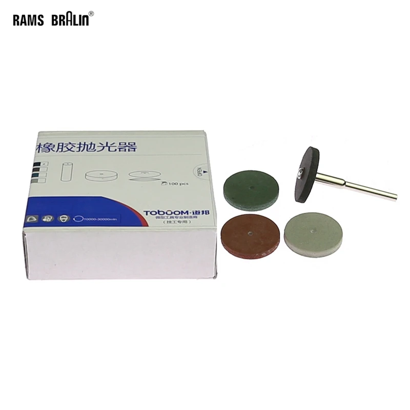 

100 pieces Assorted Silicon Rubber Polishing Wheel Dental lab material Metal Alloy Grinding 2 pieces 3mm Mandrel sent