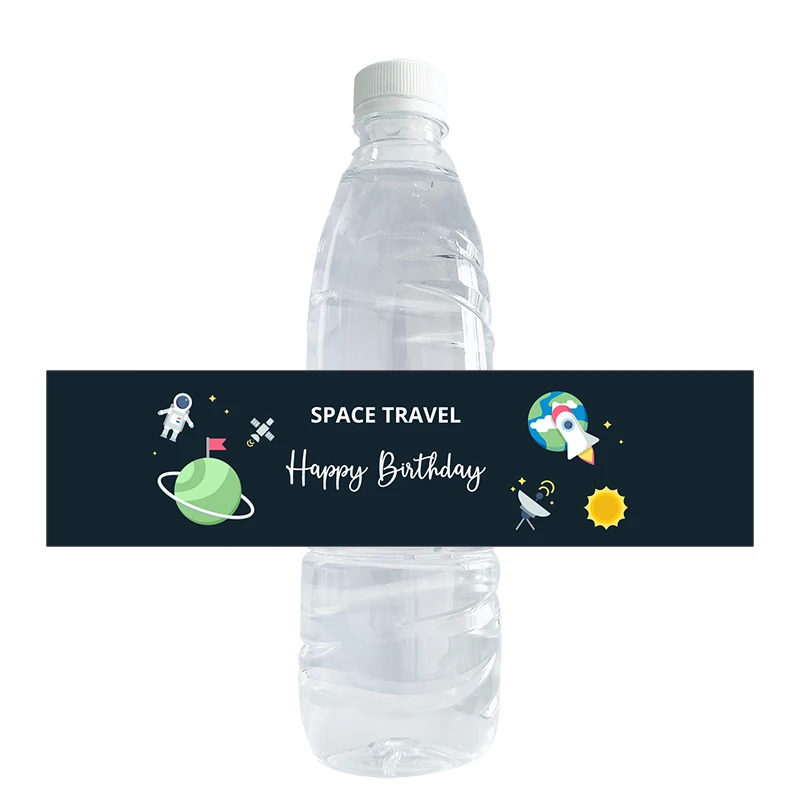 Outer Space Water Bottle Labels Rocket Ship Party Bottle Labels Kids Birthday Party Supplies Decor Astronaut Bottle Stickers
