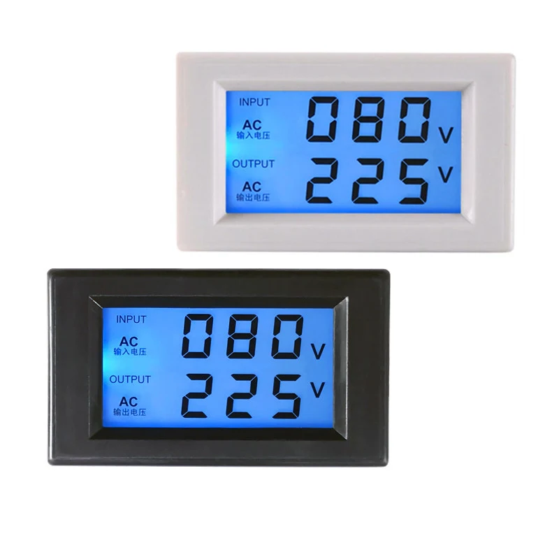 

1pcs Voltmeter AC 80V-500V Dual display LCD voltmeter ammeter blue backlight digital tool AMP ammeter D85-2020 Black and White