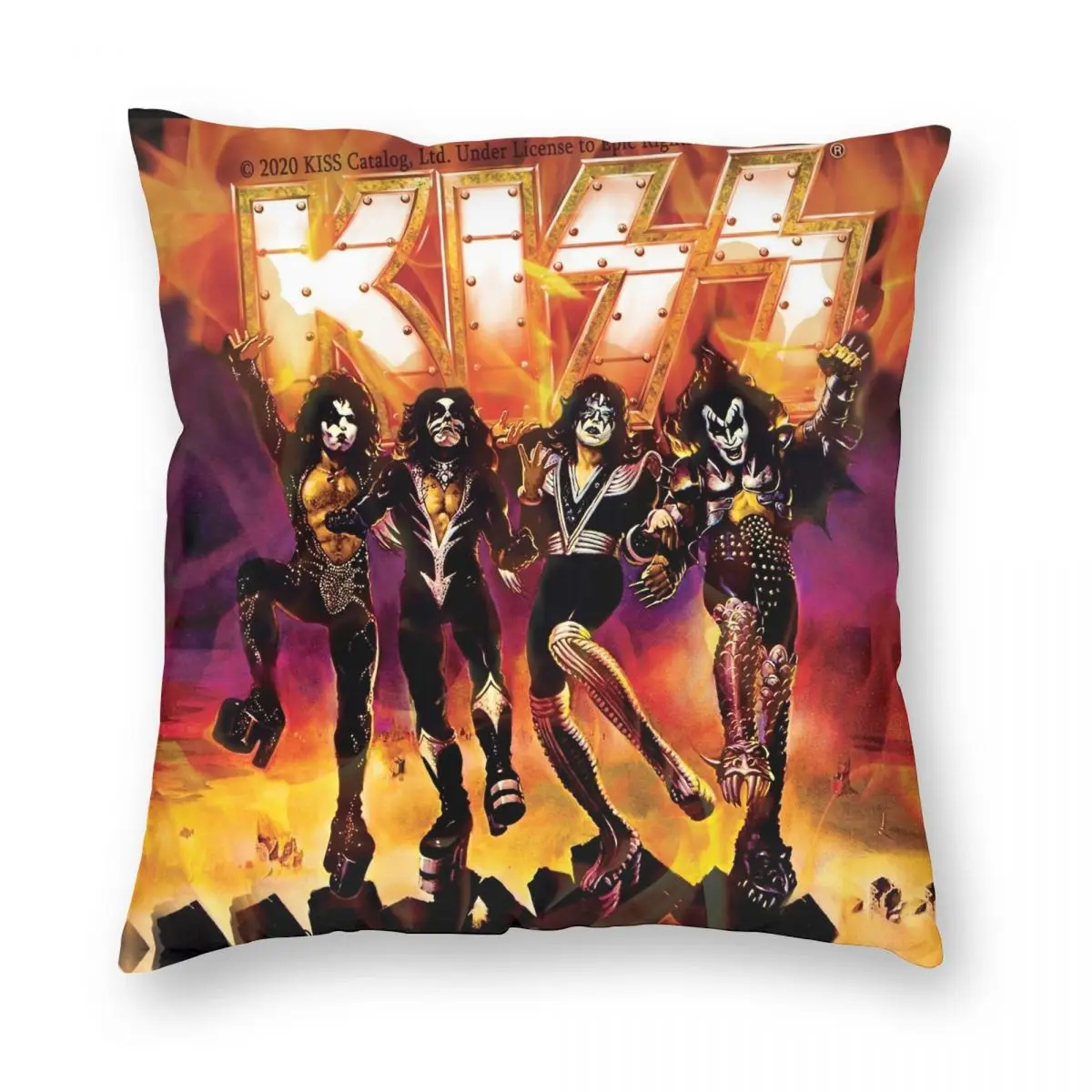 Kiss The Band Rock Band Kiss Army Destroyer Pillowcase Polyester Linen Velvet Pattern Zip Decor Pillow Case Home Cushion Cover