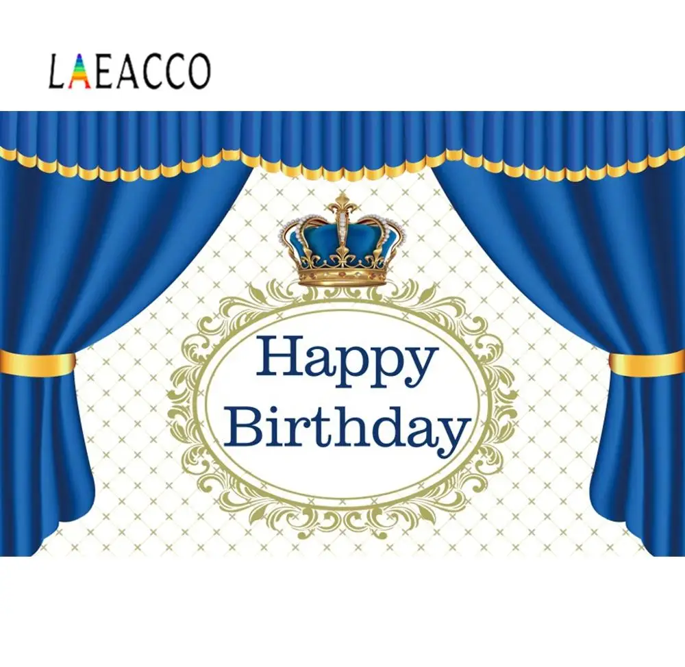 Baby Shower Background A Little Prince Is On His Way Light Blue Curtain Crown Stripe Photography Backdrop Photocall Photo Studio