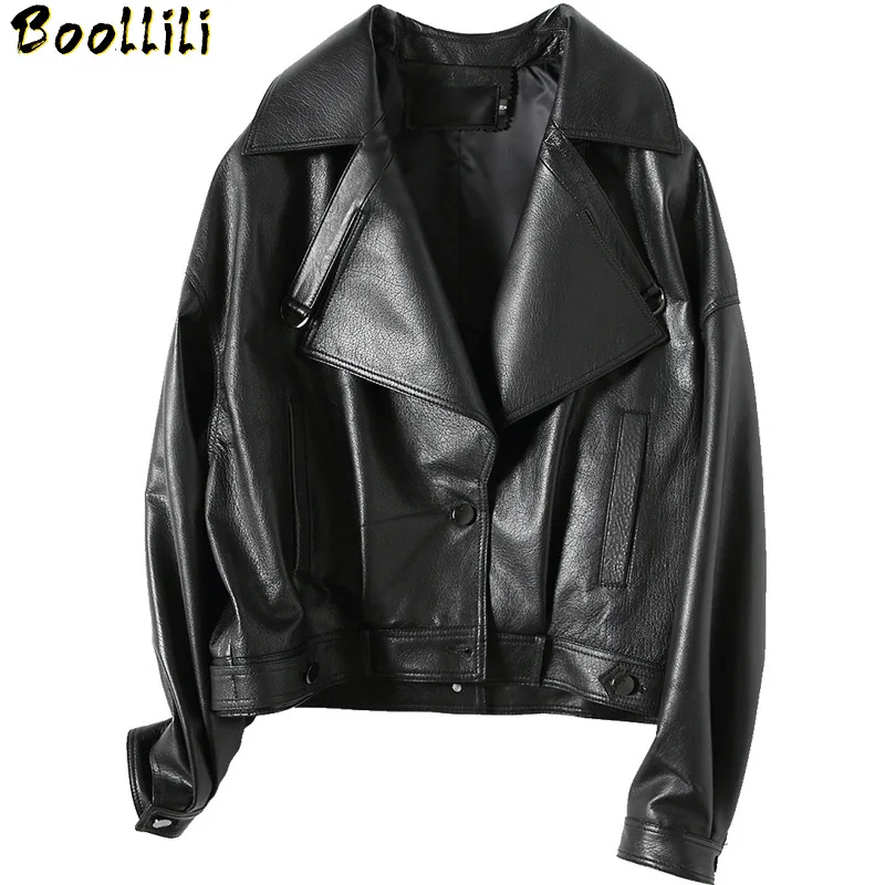 Women's Sheepskin Boollili Coat Short Genuine Leather Jacket Women Korean Spring Autumn Leather Jackets Chaqueta Cuero Mujer