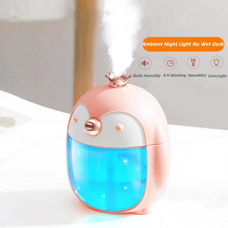 Aromatherapie Ätherisches Öl Luftbefeuchter Tragbare Nette Pinguin 300ml Ätherische Öle Diffusor Ultraschall-luftbefeuchter Farbe Nacht Lampe