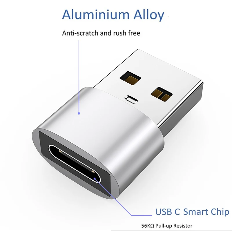 TYPEC female to USB male 2.0 mobile phone Charging USB 3.0 Type-C OTG Date Adapter Usb C Male To Type C Otg Charger Converter view 2