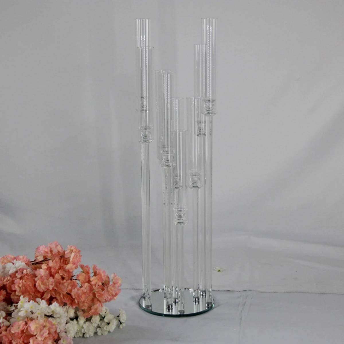 

10pcs)clear acrylic crystal centerpiece wedding party decoration candle holder AB0169