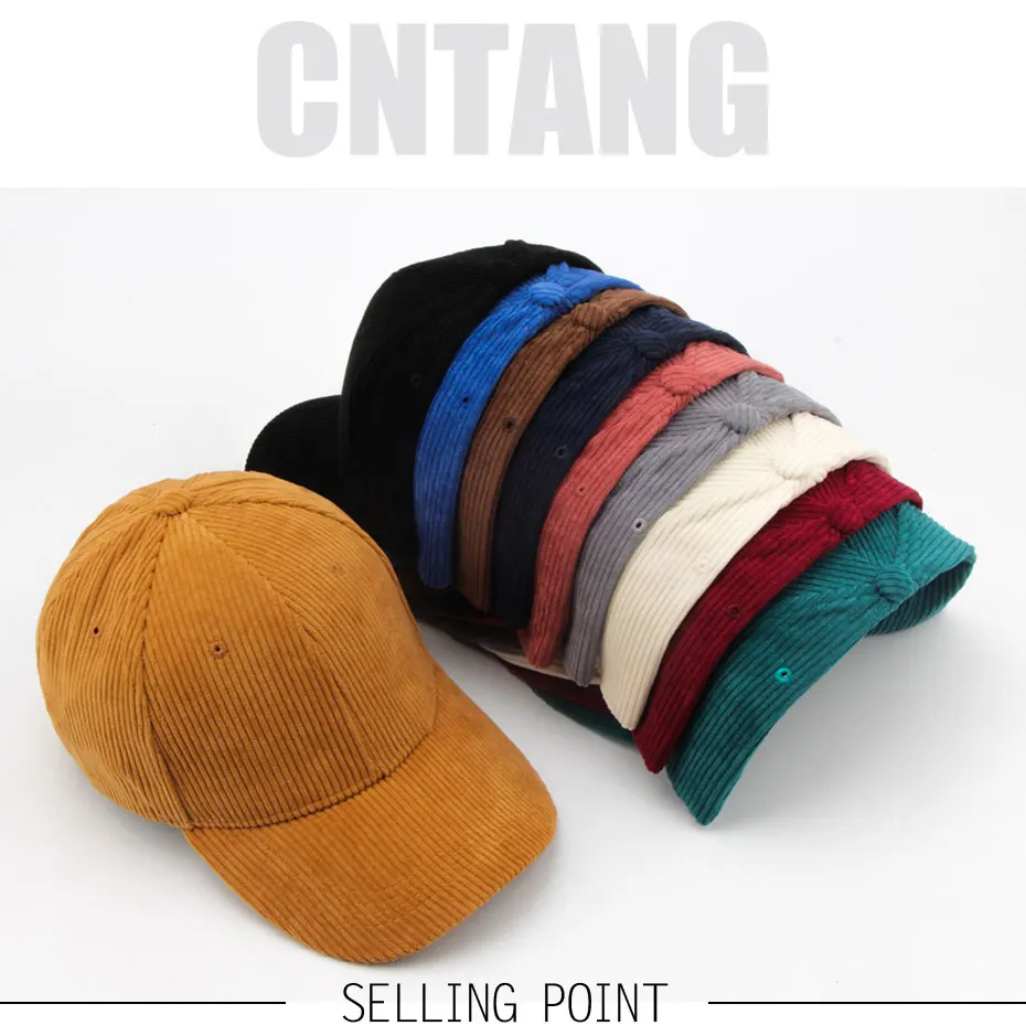 CNTANG Neue Cord-Baseballkappe für Damen und Herren, modische Snapback-Kappe für Herbst und Winter, Hip-Hop-Kappen, lässige Vintage-Markenhüte, Unisex – Detail 1