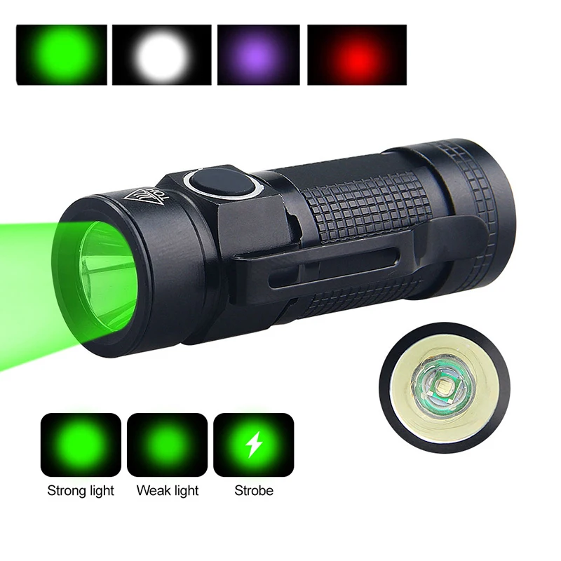 Portable Mini Green/Red/White/395nm UV Flashlight Waterproof 3 Modes LED Pen Clip Torch Detection Lamp Keychain Lanterna